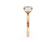 Low-Set Solitaire Engagement Ring Setting for Asscher Cut Center with Thin Plain Band and Prong Head in Rose Gold