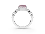 Vintage Station Engagement Ring Setting for Fancy Pink Asscher Cut Center with Accents and Prong Head in Platinum