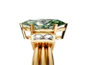 Solitaire Engagement Ring Setting for Fancy Green Marquise Center with Grooved Bar Accent Band and Prong Head in Yellow Gold