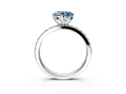 Solitaire Engagement Ring Setting for Fancy Blue Heart-Shaped Center with Round Cut Pave Band and Prong Head in White Gold