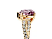 Solitaire Engagement Ring Setting for Fancy Pink Heart-Shaped Center with Twisted Pave Split Shank and Prong Head in Yellow Gold
