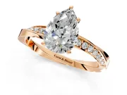 Side Accent Engagement Ring Setting for Pear-Shaped Center with Accent Shoulders and Prong Head in Rose Gold