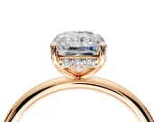 Solitaire Engagement Ring Setting for Radiant Cut Center with Plain Band, Open Basket and Prong Head in Rose Gold