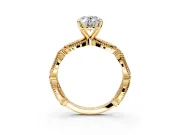 Solitaire Engagement Ring Setting for Oval Center with Marquise Panel Band and Prong Head in Yellow Gold