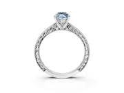Solitaire Engagement Ring Setting for Fancy Blue Marquise Center with Engraved Milgrain Band and Prong Head in Platinum