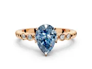 Solitaire Engagement Ring Setting for Fancy Blue Pear-Shaped Center with Bezel-Dot Beaded Band and Prong Head in Rose Gold