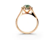 Halo Engagement Ring Setting for Fancy Green Oval Center with Square Band and Prong Head in Rose Gold