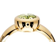 Solitaire Engagement Ring Setting for Fancy Yellow Oval Center with Wide Band and Bezel Head in Yellow Gold