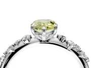 Cluster Engagement Ring Setting for Fancy Yellow Pear-Shaped Center with Round Cut Accent Band and Prong Head in Sterling Silver