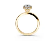 Solitaire Engagement Ring Setting for Round Cut Center with Fine Wire Band and Prong Head in Yellow Gold