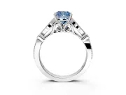 Solitaire Engagement Ring Setting for Fancy Blue Cushion Cut Center with Marquise and Bezel Accents and Prong Head in White Gold