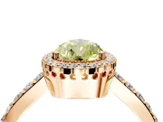Halo Engagement Ring Setting for Fancy Yellow Pear-Shaped Center with Inner Milgrain Border and Prong Head in Rose Gold