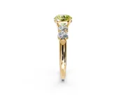 5 Stone Engagement Ring Setting for Fancy Yellow Round Cut Center with Graduated Accents and Prong Head in Yellow Gold