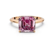 Solitaire Engagement Ring Setting for Fancy Pink Asscher Cut Center with Knife Ridge Band and Claw Prong Head in Rose Gold
