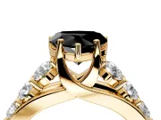 Solitaire Engagement Ring Setting for Fancy Black Heart-Shaped Center with Graduated Shared Prongs and Prong Head in Yellow Gold