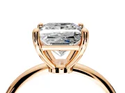Minimalist Solitaire Engagement Ring Setting for Princess Cut Center with Thin Band and Prong Head in Rose Gold