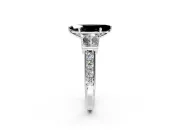 Channel-Set Engagement Ring Setting for Fancy Black Marquise Center with Baguette Band and Prong Head in Platinum