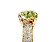 Solitaire Engagement Ring Setting for Fancy Yellow Round Cut Center with Multi-Row Pave Accents and Basket Head in Yellow Gold