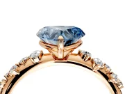 Cluster Engagement Ring Setting for Fancy Blue Heart-Shaped Center with Round Cut Accent Band and Prong Head in Rose Gold