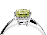 Solitaire Engagement Ring Setting for Fancy Yellow Radiant Cut Center with Channel-Set Accent Band and Prong Head in White Gold