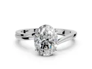 Solitaire Engagement Ring Setting for Oval Center with Plain Bypass Twist Band and Prong Head in Platinum