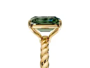 Solitaire Engagement Ring Setting for Fancy Green Emerald Cut Center with Plain Twisted Rope Band and Prong Head in Yellow Gold