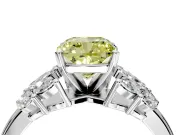 Leaf Cluster Engagement Ring Setting for Fancy Yellow Cushion Cut Center with Marquise Accents and Prong Head in White Gold