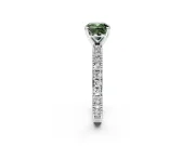 Solitaire Engagement Ring Setting for Fancy Green Cushion Cut Center with Milgrain-Edged Pave Band and Prong Head in Sterling Silver