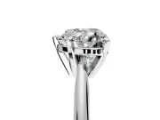 Solitaire Engagement Ring Setting for Heart-Shaped Center with Knife Ridge Band and Claw Prong Head in Platinum