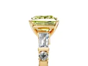 Bar-Set Engagement Ring Setting for Fancy Yellow Princess Cut Center with Tapered Baguette Accents and Prong Head in Yellow Gold