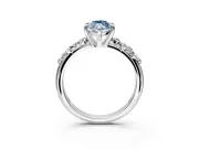 Solitaire Engagement Ring Setting for Fancy Blue Marquise Center with Trailing Leaf Accent Band and Prong Head in Platinum