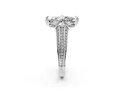 Solitaire Engagement Ring Setting for Marquise Center with Accented Split Shank and Prong Head in Platinum