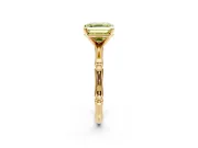 Solitaire Engagement Ring Setting for Fancy Yellow Asscher Cut Center with Bamboo Band and Prong Head in Yellow Gold