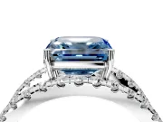 Solitaire Engagement Ring Setting for Fancy Blue Asscher Cut Center with Wide-Open Split Shank and Prong Head in Platinum