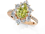 Floral Halo Engagement Ring Setting for Fancy Yellow Pear-Shaped Center with Pave Accents and Prong Head in Rose Gold