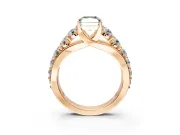 Solitaire Engagement Ring Setting for Fancy Green Radiant Cut Center with Graduated Shared Prongs and Prong Head in Rose Gold