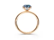 Solitaire Engagement Ring Setting for Fancy Blue Round Cut Center with Plain Band, Open Basket and Prong Head in Rose Gold
