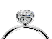 Hidden Halo Engagement Ring Setting for Radiant Cut Center with Thin Round-Wire Band and Prong Head in Platinum
