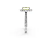 Milgrain Halo Engagement Ring Setting for Fancy Yellow Asscher Cut Center with Bezel Point Accents and Prong Head in Platinum