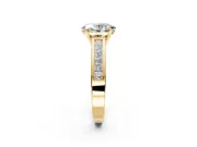 Solitaire Engagement Ring Setting for Oval Center with Princess Cut Channel Band and Prong Head in Yellow Gold