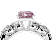 5 Stone Engagement Ring Setting for Fancy Pink Radiant Cut Center with Graduated Accents and Prong Head in Sterling Silver