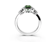 Floral Engagement Ring Setting for Fancy Green Emerald Cut Center with Marquise Cluster Shoulders and Prong Head in Platinum
