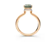 Hidden Halo Engagement Ring Setting for Fancy Green Princess Cut Center with Plain Rounded Band and Prong Head in Rose Gold