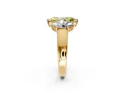3 Stone Engagement Ring Setting for Fancy Yellow Marquise Center with Raised Basket Heads and Prong Head in Yellow Gold