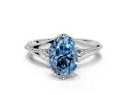 Solitaire Engagement Ring Setting for Fancy Blue Oval Center with Milgrain Cathedral Band and Prong Head in Sterling Silver
