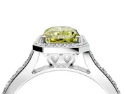 Halo Engagement Ring Setting for Fancy Yellow Radiant Cut Center with Pave Accents, Heart Basket and Prong Head in Sterling Silver