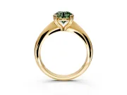 Solitaire Engagement Ring Setting for Fancy Green Round Cut Center with Reverse Tapered Band and Prong Head in Yellow Gold