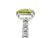 Solitaire Engagement Ring Setting for Fancy Yellow Radiant Cut Center with Shared-Prong Accents and Prong Head in Platinum