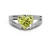 Split Shank Engagement Ring Setting for Fancy Yellow Heart-Shaped Center with Pave Split Shank and Prong Head in Sterling Silver