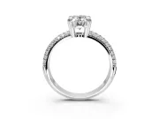 Solitaire Engagement Ring Setting for Oval Center with Multi-Row Pave Accents and Basket Head in Platinum